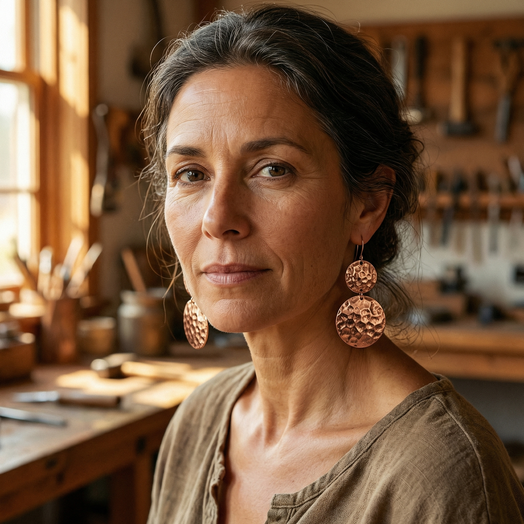 Boucles d'oreilles en cuivre Solstice