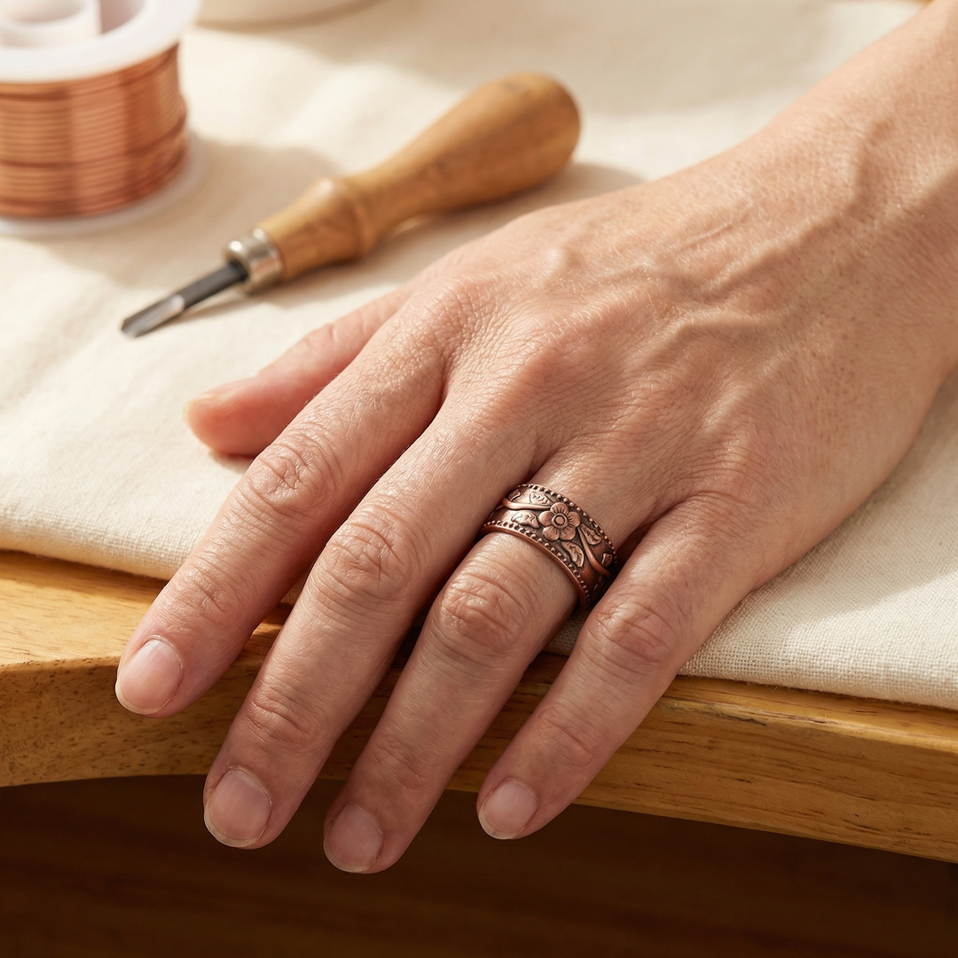 Bague en bronze avec pétales