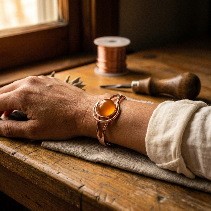 Bracelet en cuivre Sphère orange