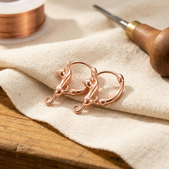 Boucles d'Oreilles Rondes en Cuivre