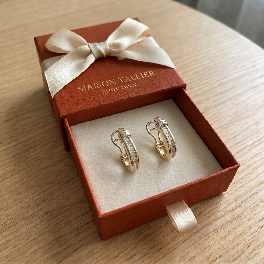 Boucles d'oreilles rétro et diamant | Or