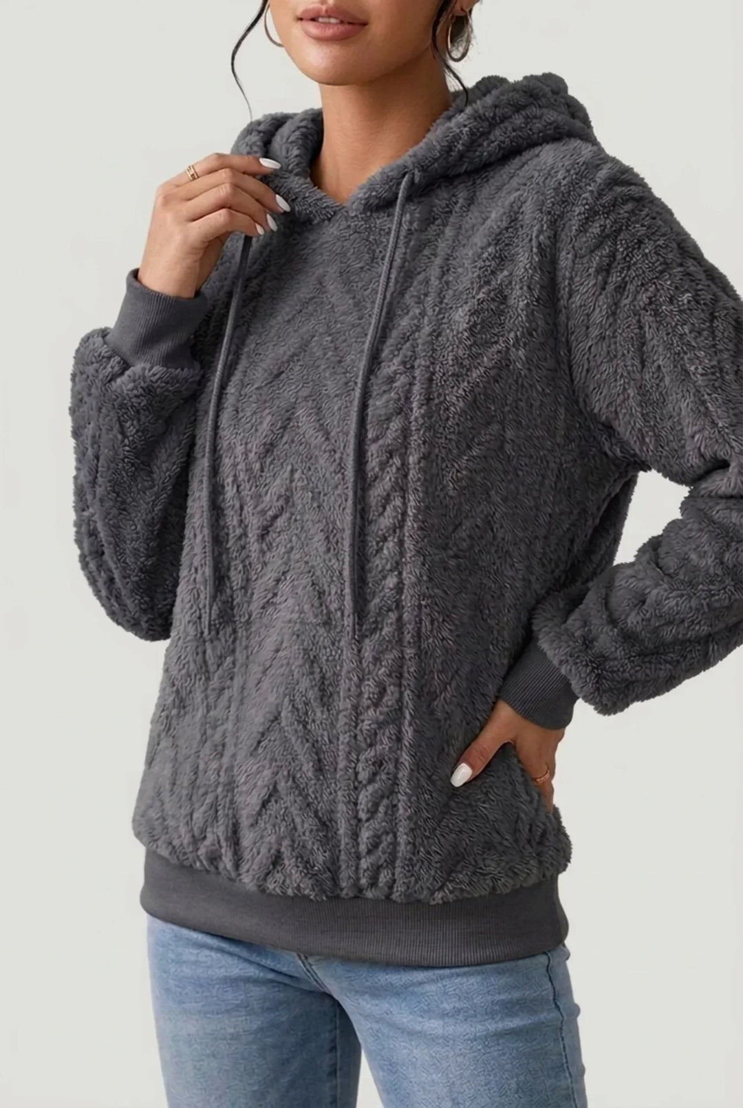 Sweat à capuche femme | Doux et moelleux avec motif torsadé