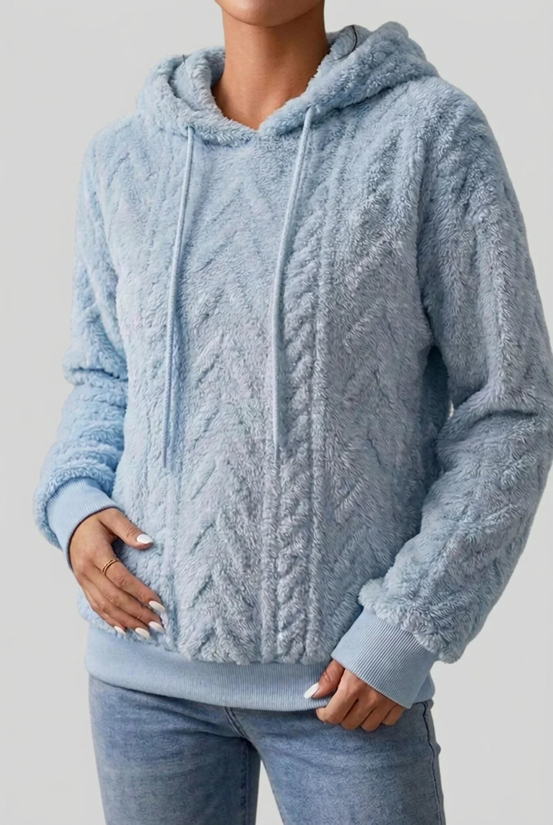 Sweat à capuche femme | Doux et moelleux avec motif torsadé
