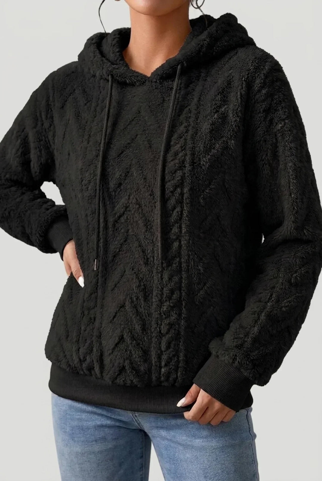 Sweat à capuche femme | Doux et moelleux avec motif torsadé