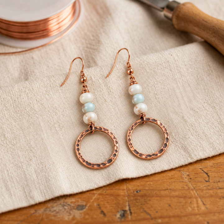 Boucles d'oreilles en cuivre Perle de brume