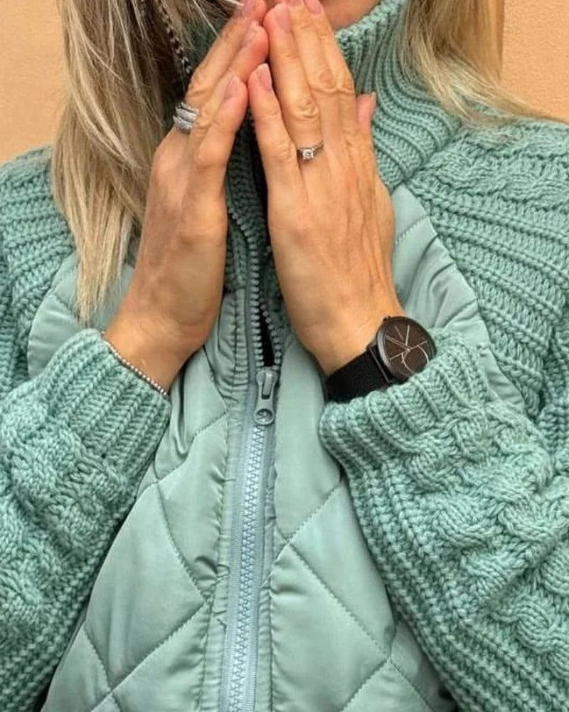 Veste matelassée Femme | Col haut & Manches en tricot