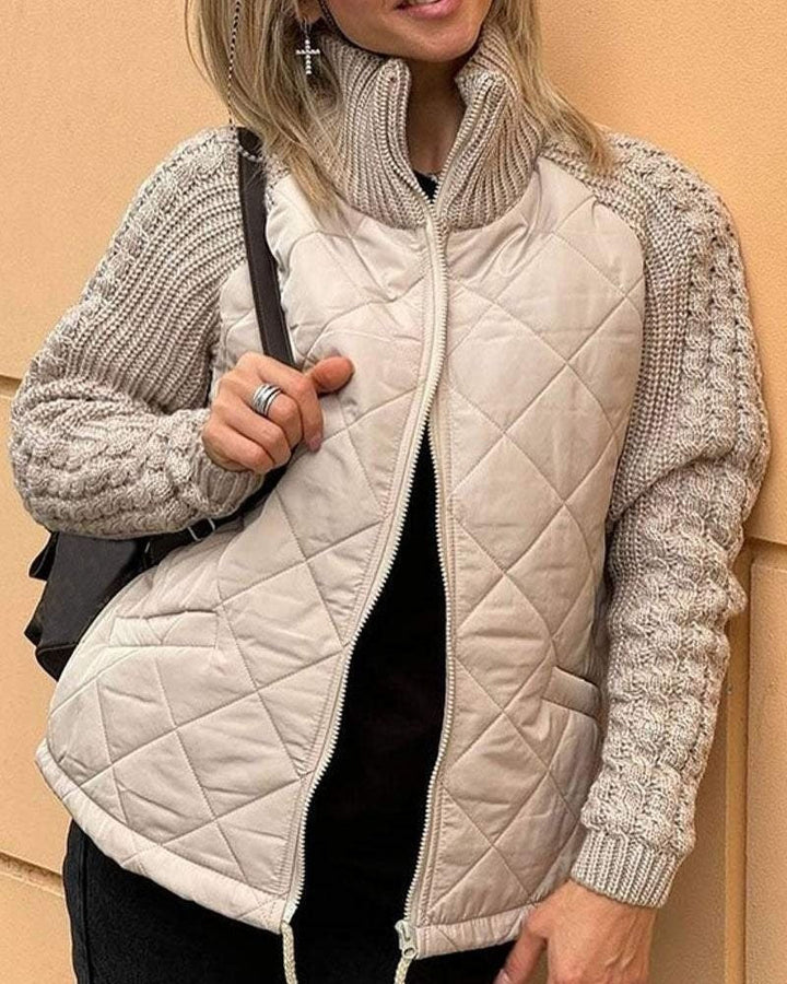 Veste matelassée Femme | Col haut & Manches en tricot