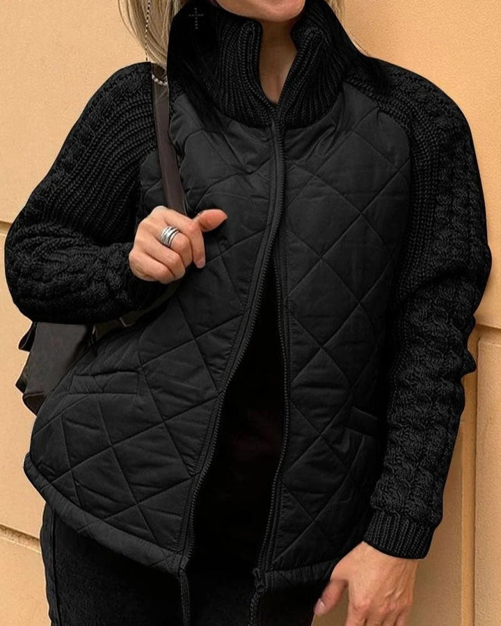 Veste matelassée Femme | Col haut & Manches en tricot