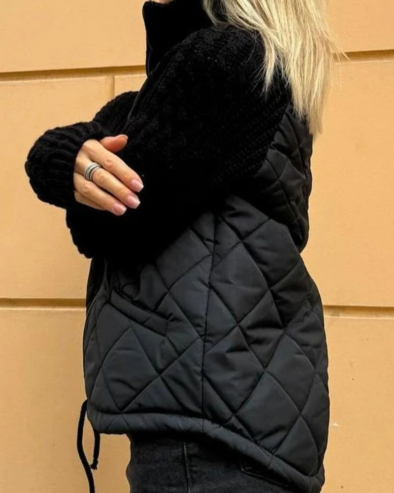 Veste matelassée Femme | Col haut & Manches en tricot