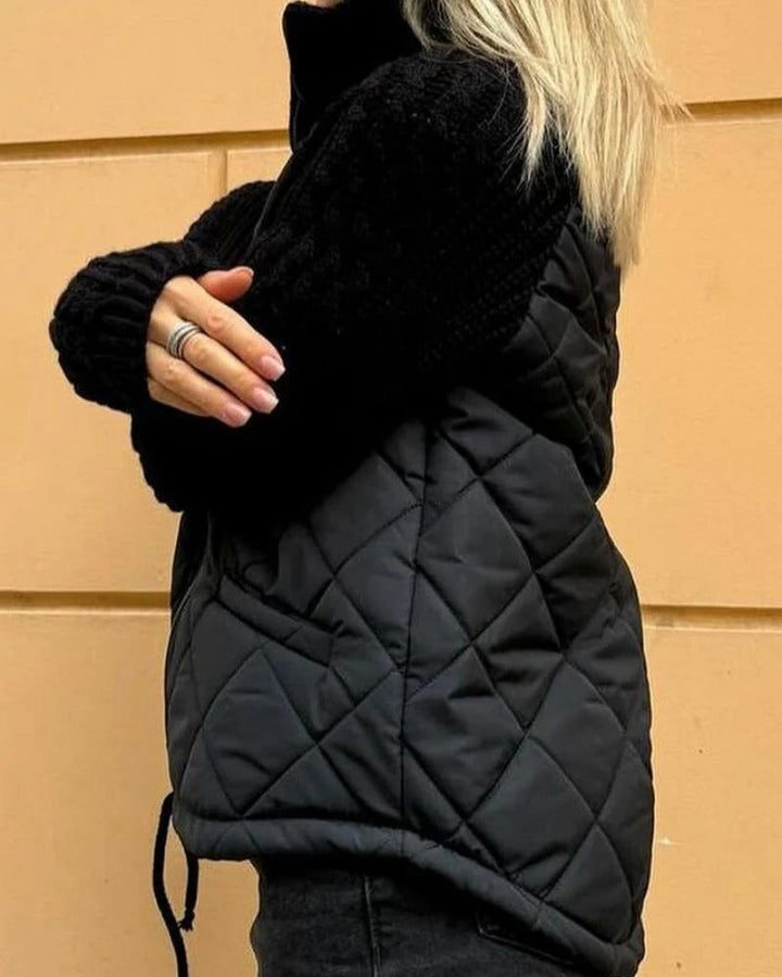 Veste matelassée Femme | Col haut & Manches en tricot