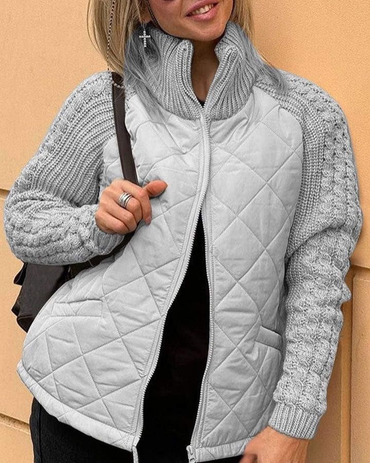 Veste matelassée Femme | Col haut & Manches en tricot