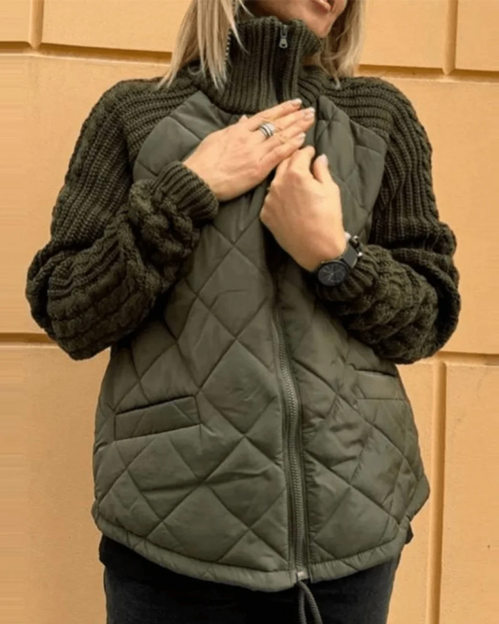 Veste matelassée Femme | Col haut & Manches en tricot