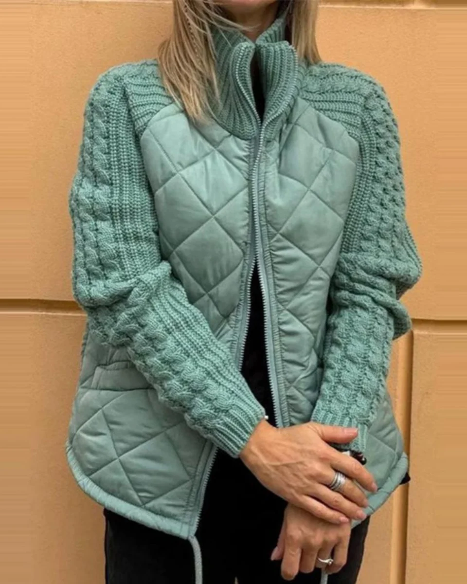 Veste matelassée Femme | Col haut & Manches en tricot