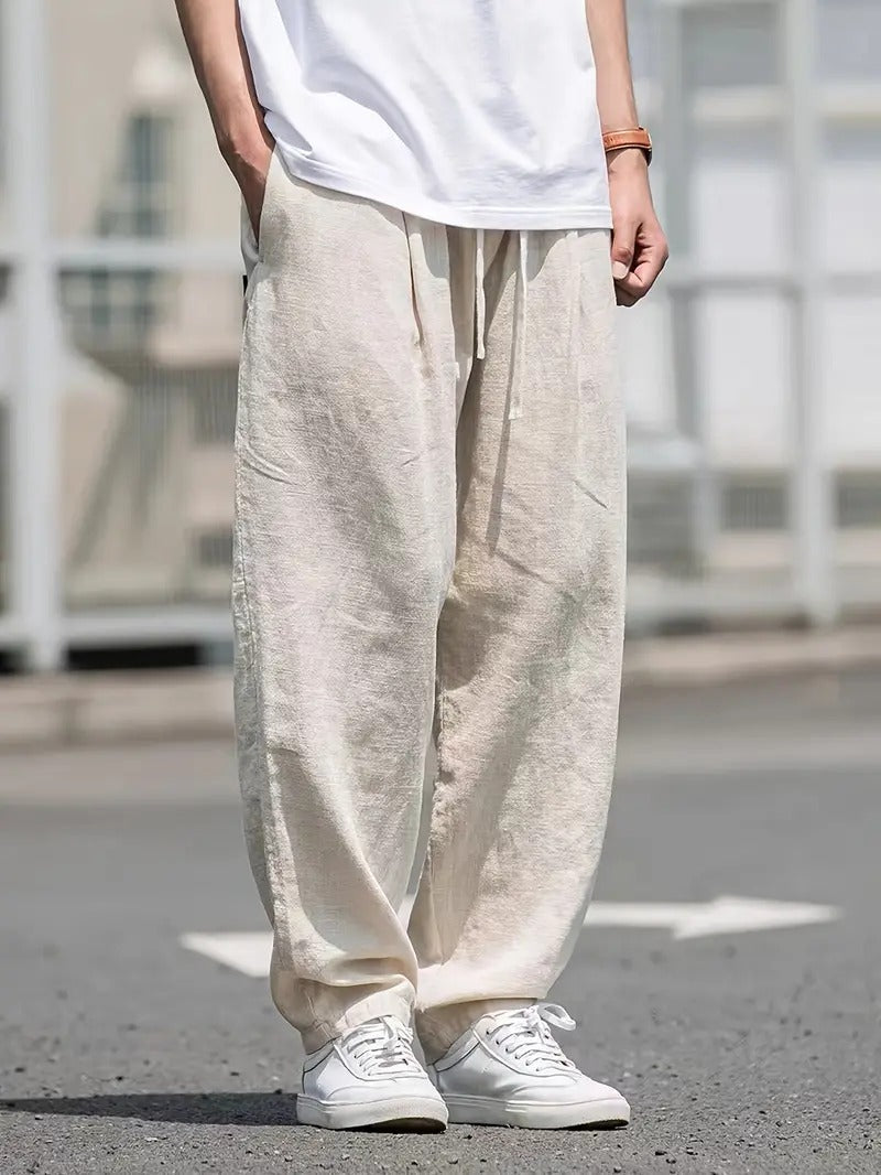 Enguerrand | Pantalon en Lin Homme à Coupe Ample et Taille Élastique